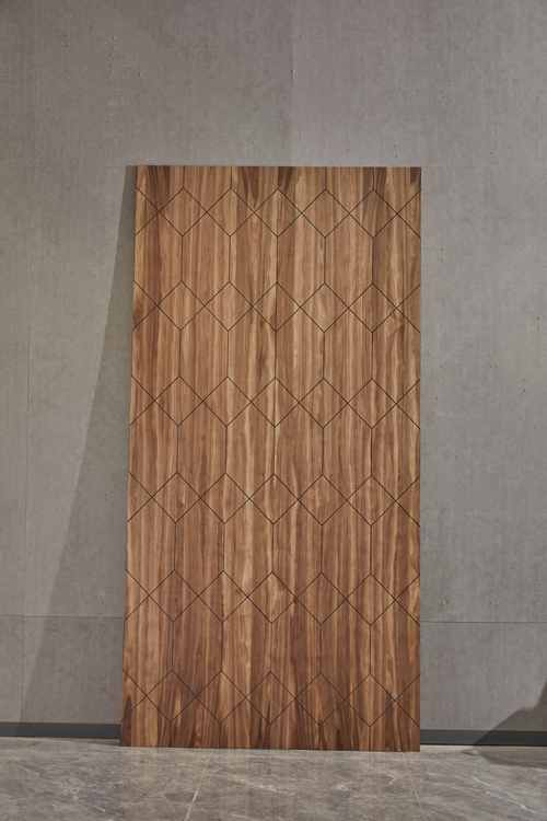 600 x 2400mm Walnut Veneer Geometric Wall Panel - 2 Panels Per Pack