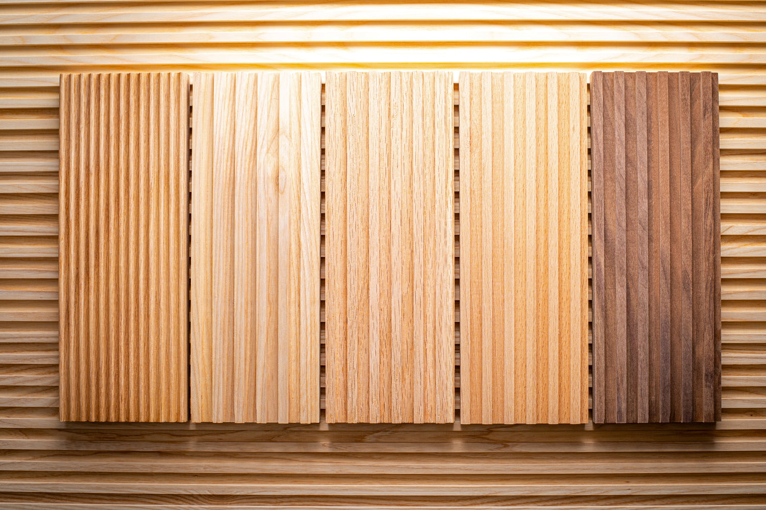 Five samples of fluted wall panels