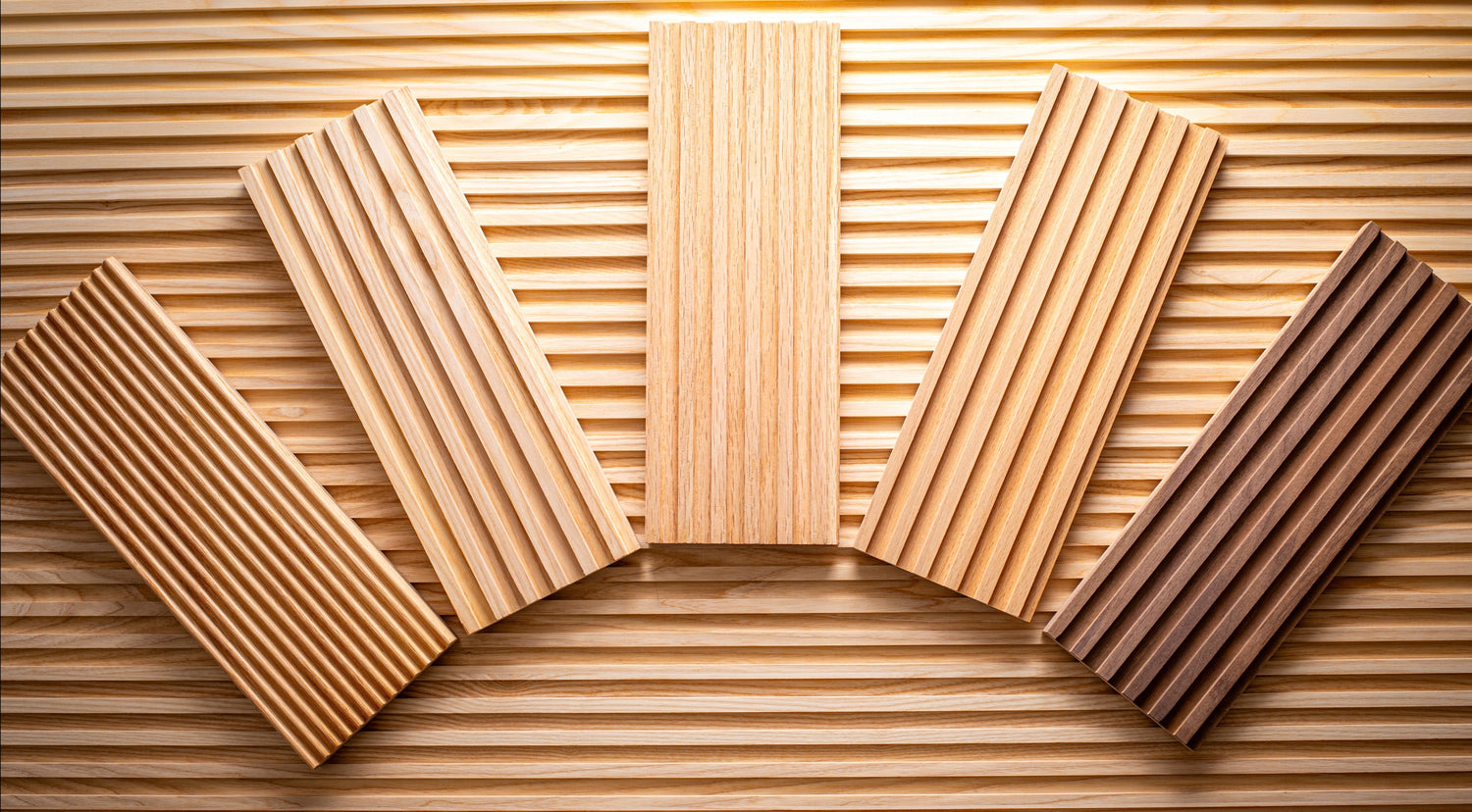 Five samples of fluted wall panels