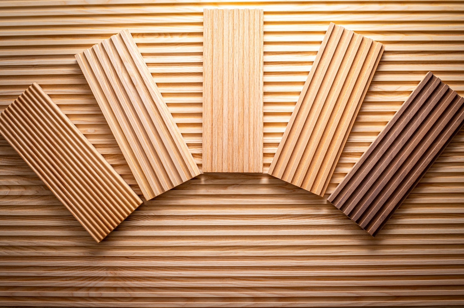 Five samples of fluted wall panels